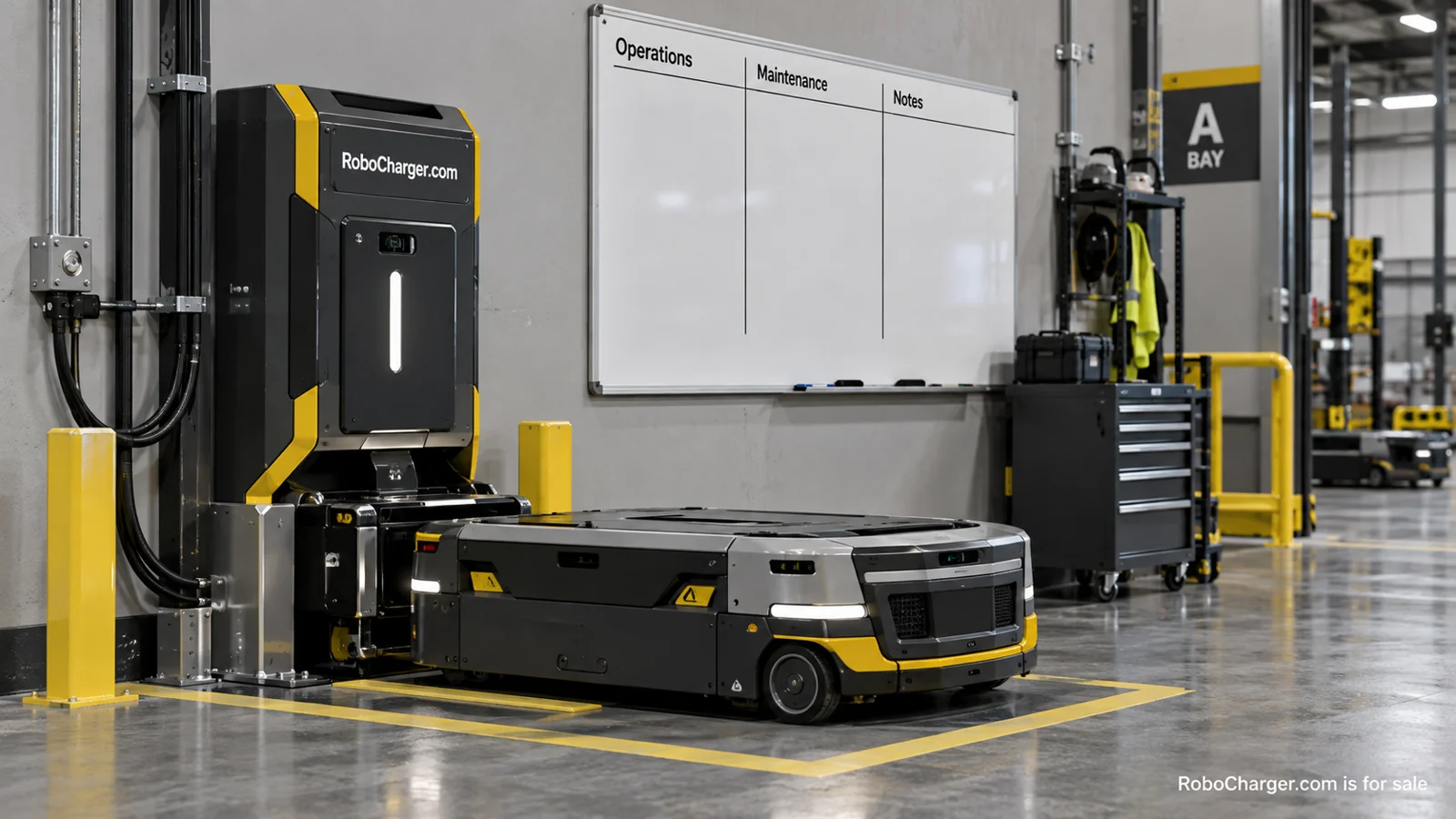 Organized fleet charging bays in a depot